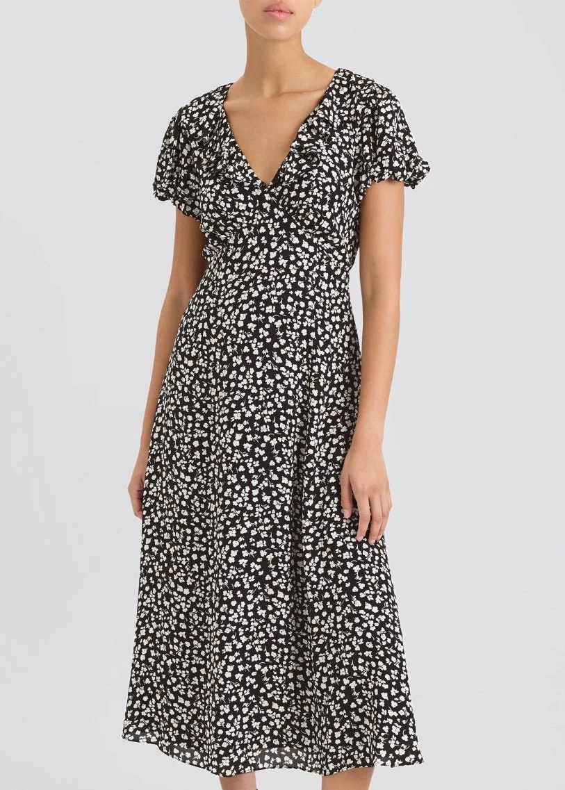 Calais Dress | Ditsy Floral Noir