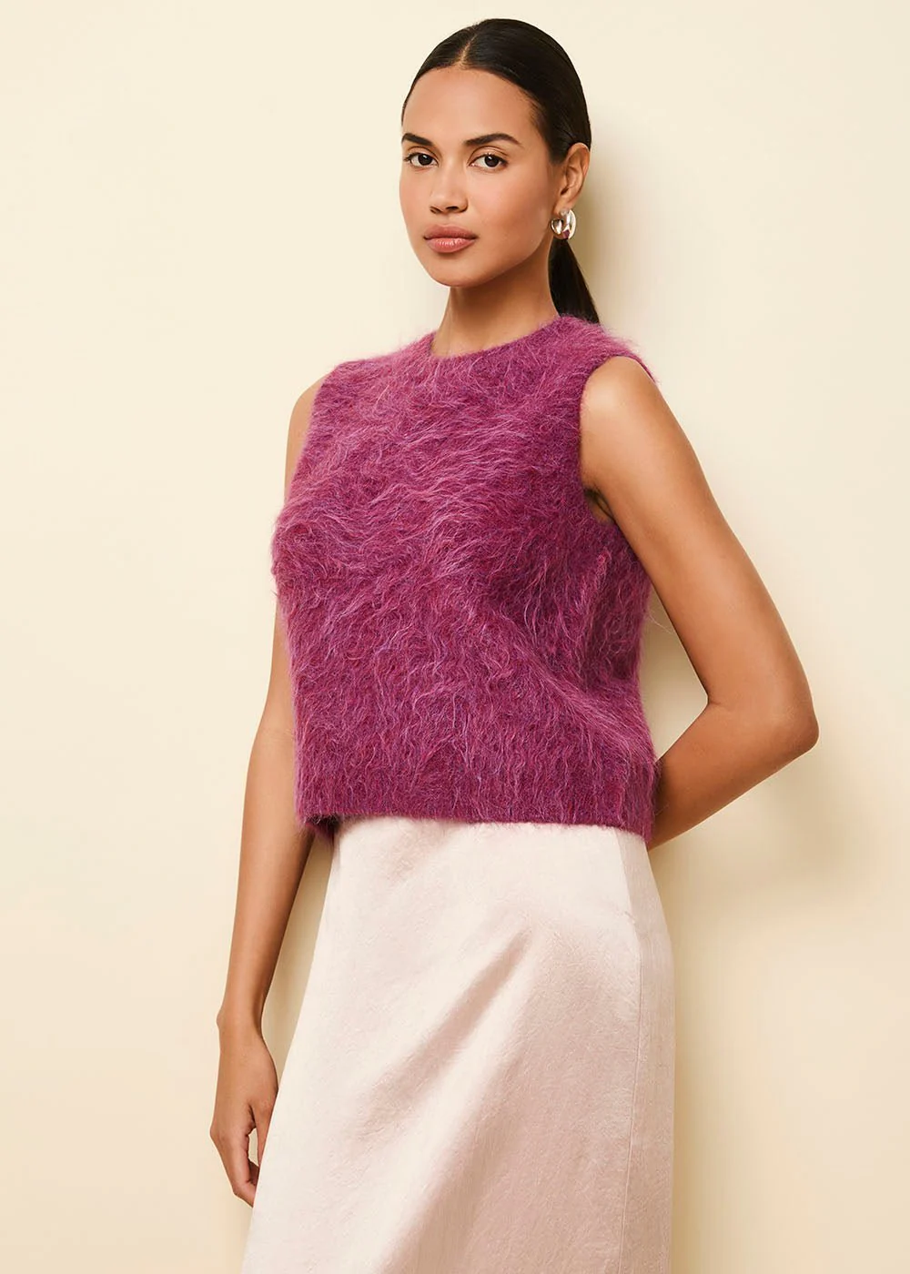 Carmella Alpaca Blend Sweater Vest | Magenta