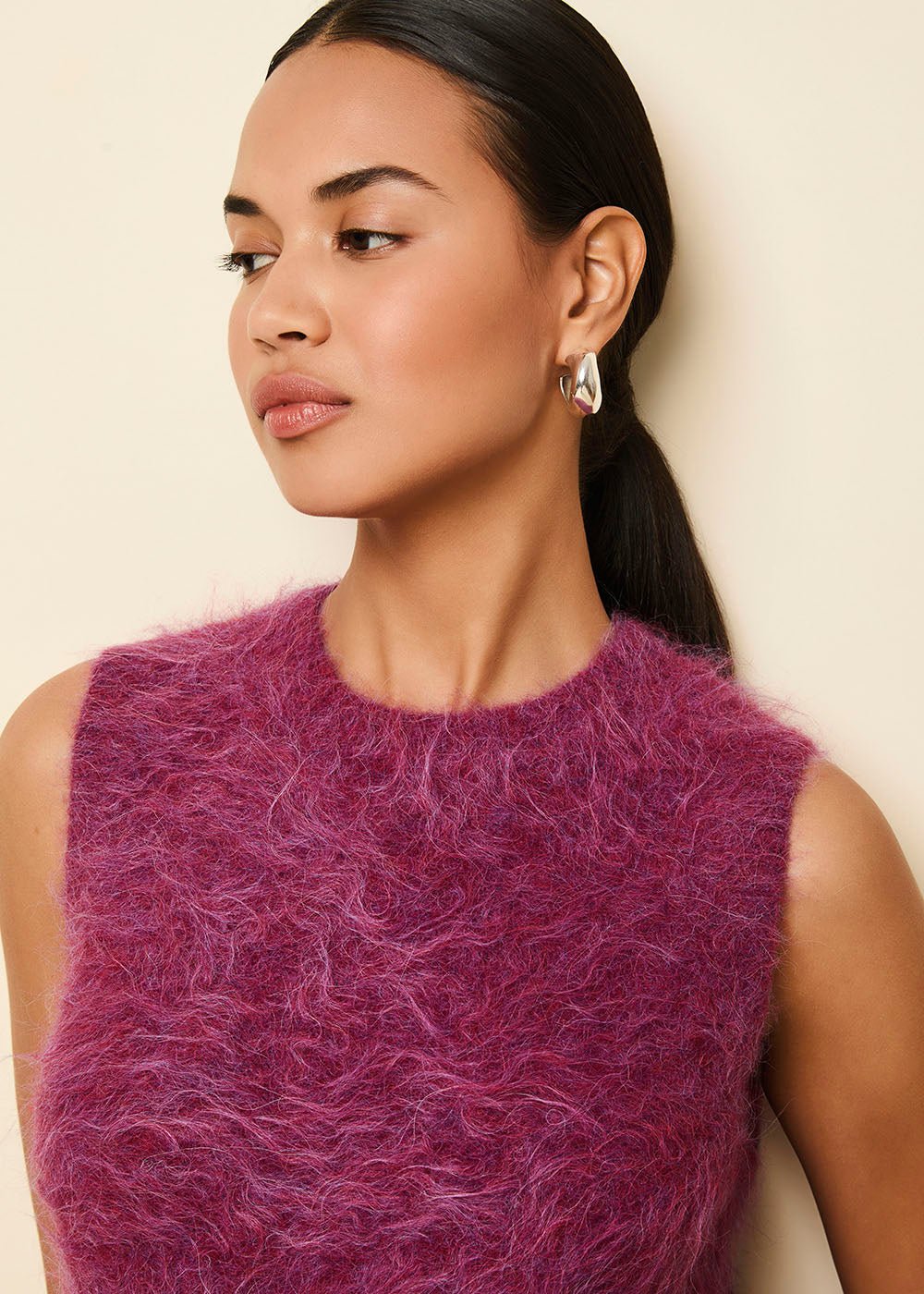 Carmella Alpaca Blend Sweater Vest | Magenta - Image 2