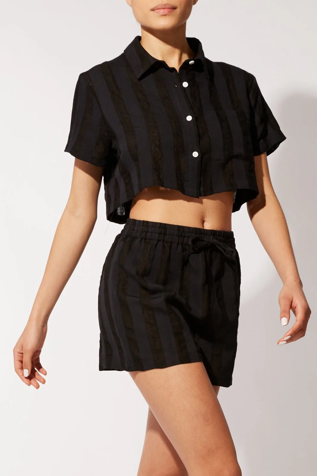The Cropped Cabana Shirt | Blackout