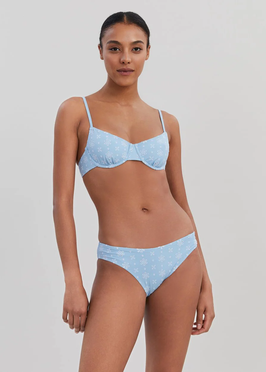 Daphne Eyelet Bikini Top | Powder Blue