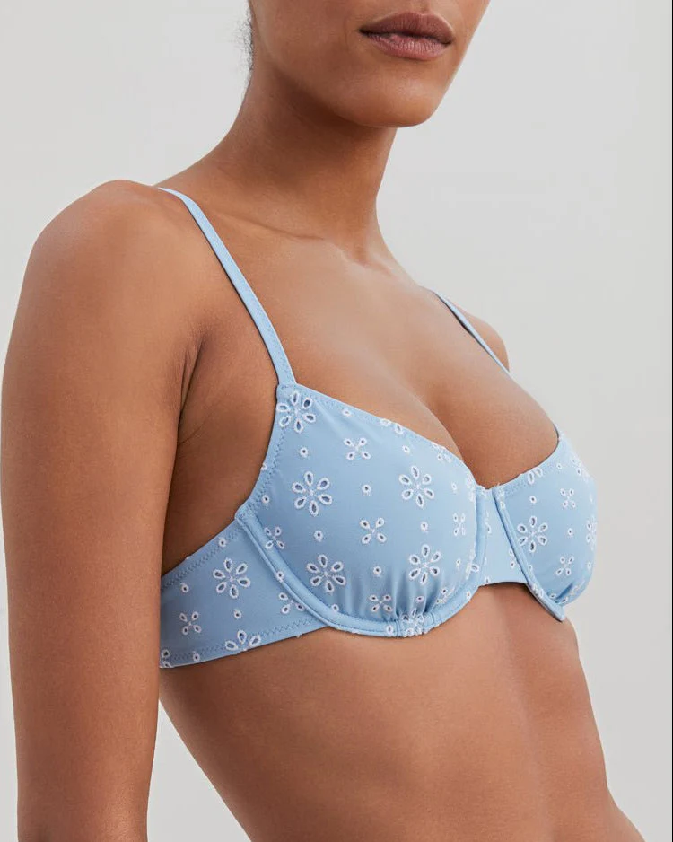 Daphne Eyelet Bikini Top | Powder Blue - Image 5