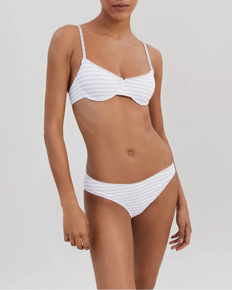 Daphne Ribbed Bikini Bottom | Lilac Stripe - Image 2