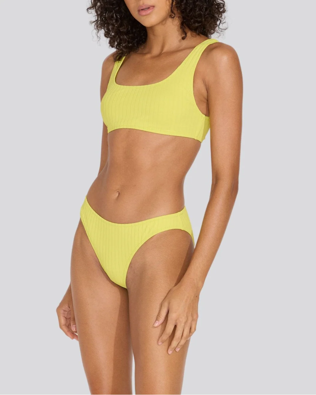 Elle Ribbed Bikini Bottom | Chartreuse - Image 2