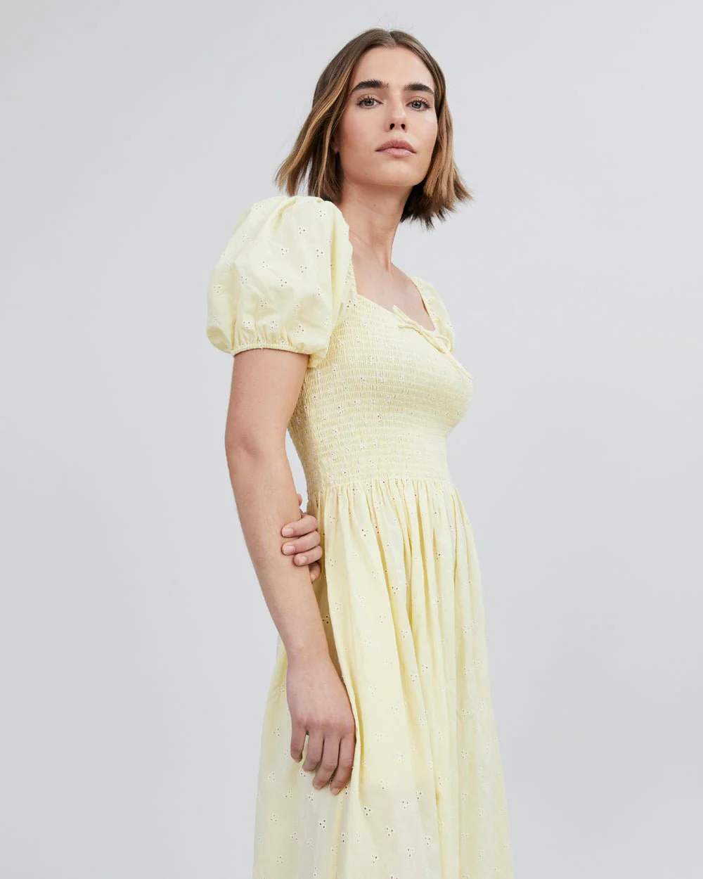 The Eyelet Corrina Dress | Butter Yellow - Image 2