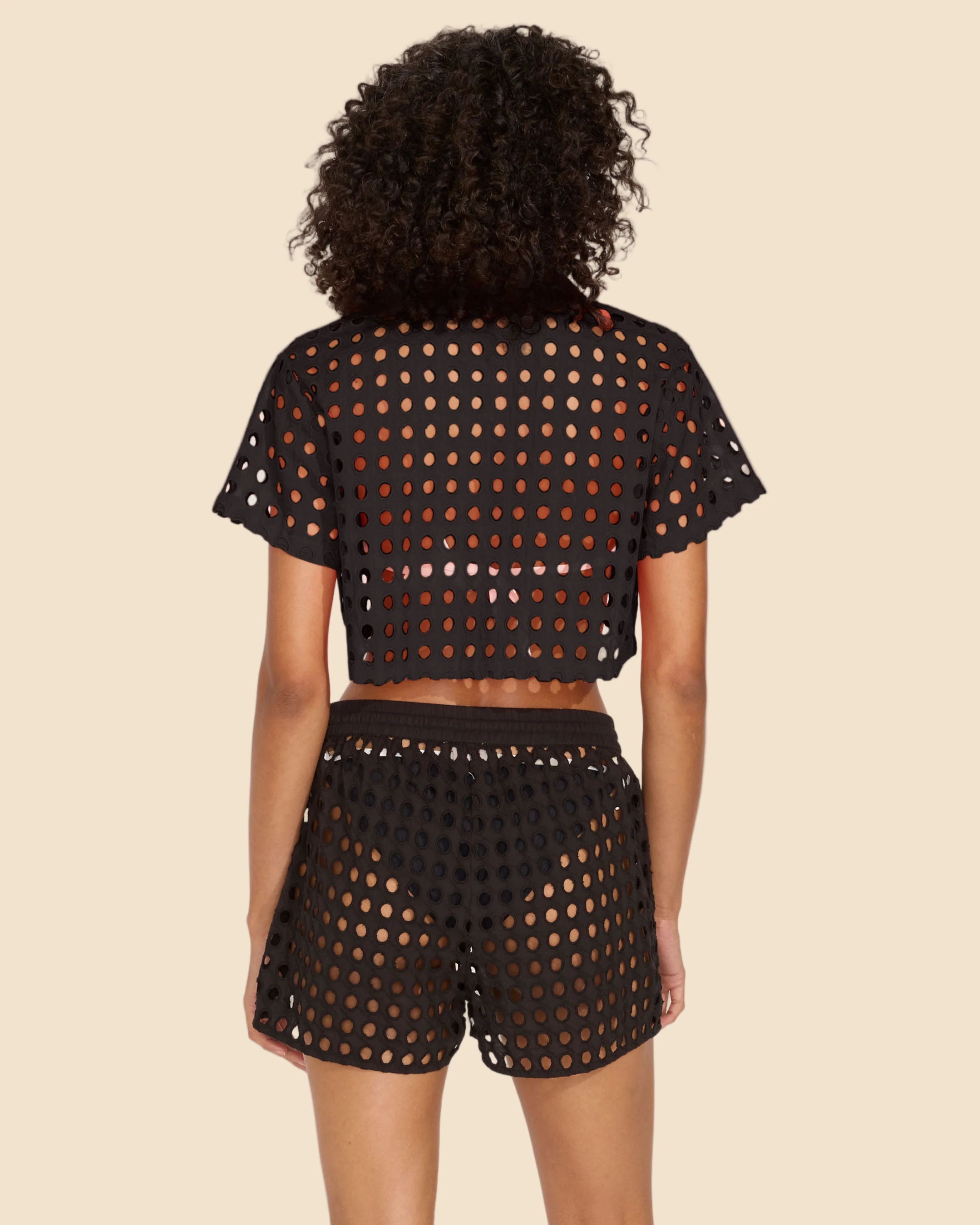 Cropped Cabana Shirt Classic Eyelet | Noir - Image 2