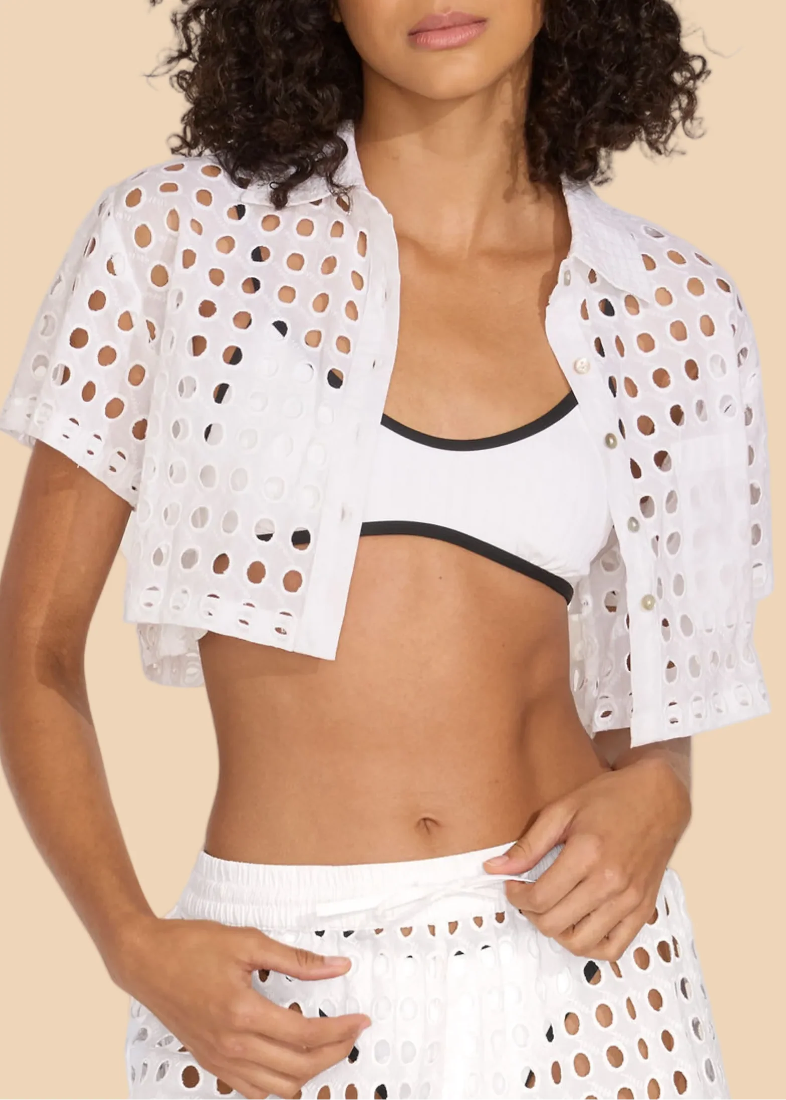 Cropped Cabana Shirt Classic Eyelet | Optic White