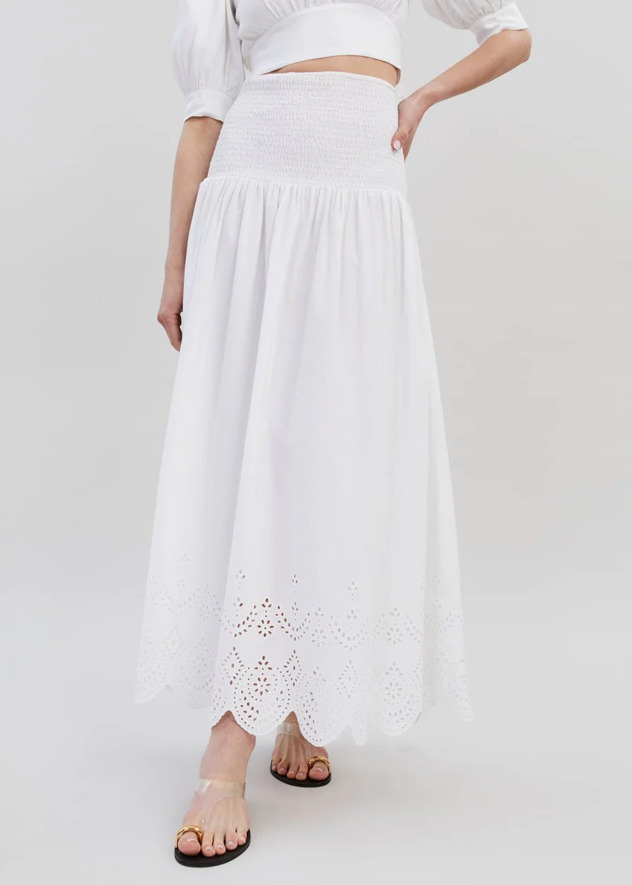 Eyelet Zaria Skirt | Optic White