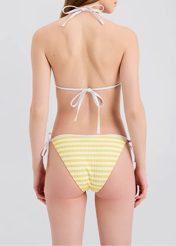 Iris Ribbed Bikini Bottom | Lemon Stripe