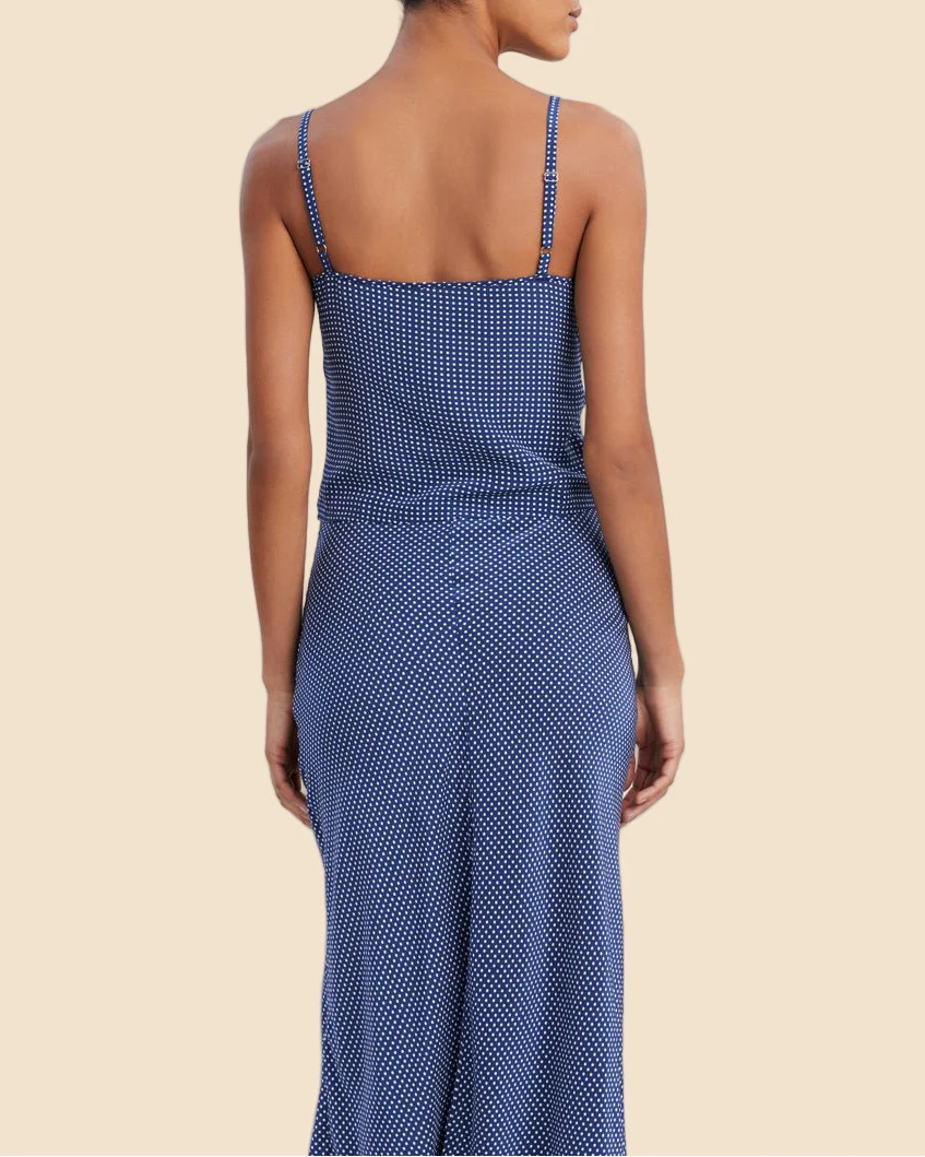 Lucia Adjustable Tank | Midnight Blue Polka Dot - Image 2
