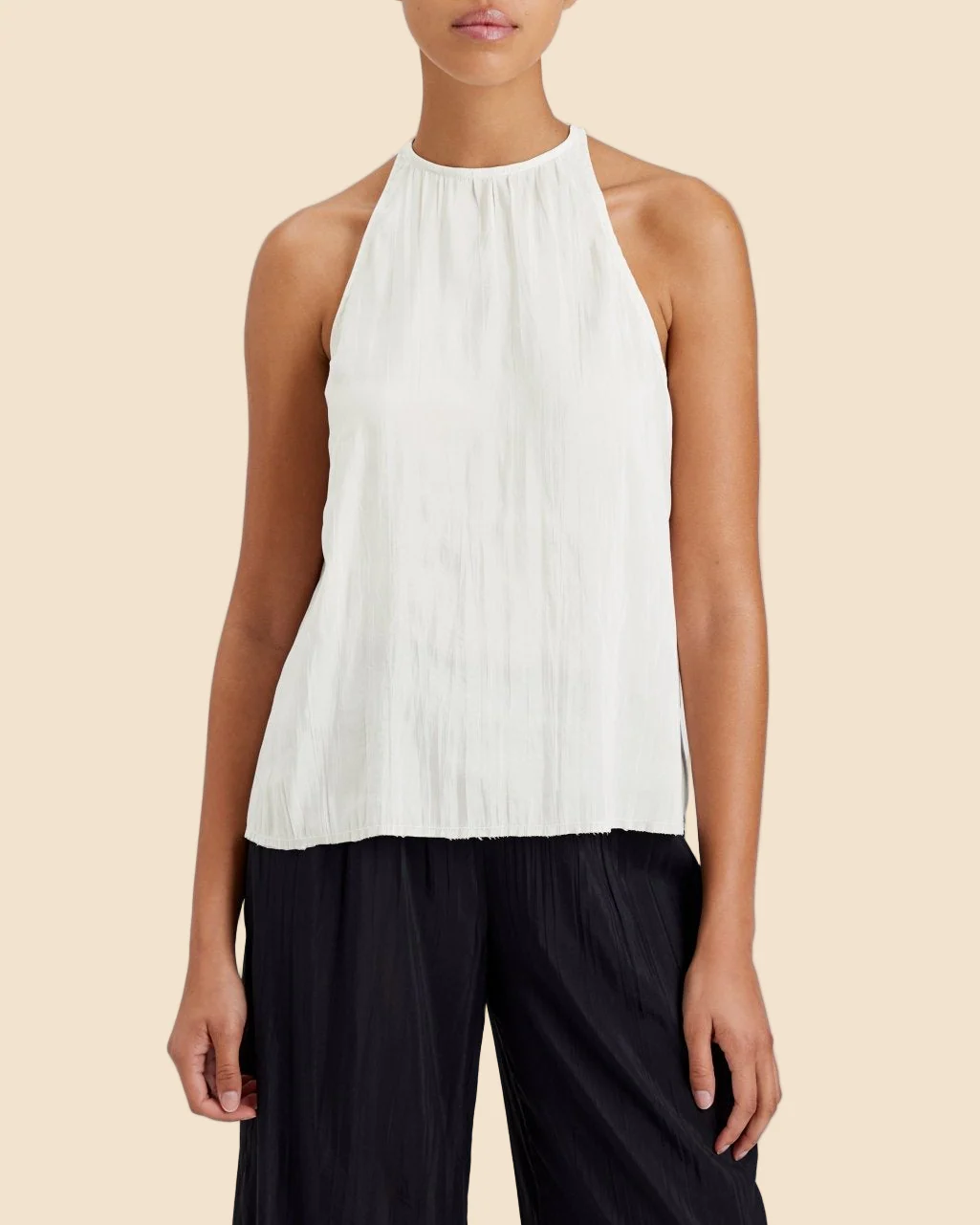 Milly Sleeveless Tie Neck Top | Ecru - Image 2