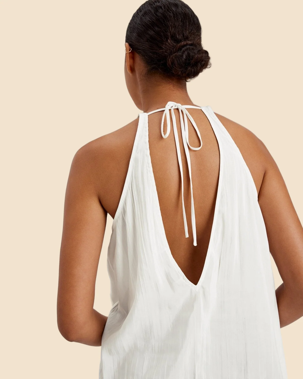 Milly Sleeveless Tie Neck Top | Ecru - Image 3