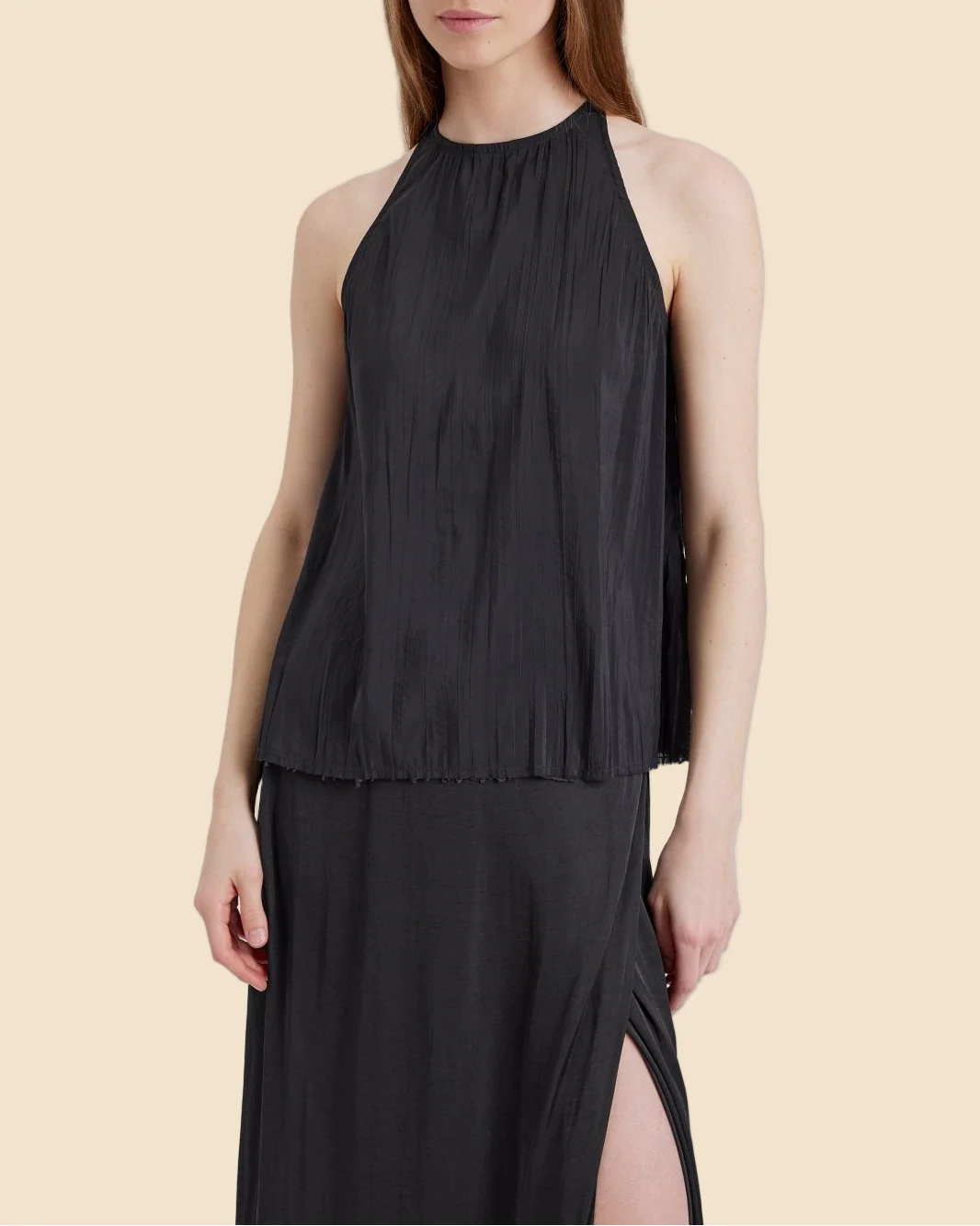 Milly Sleeveless Tie Neck Top | Noir - Image 2
