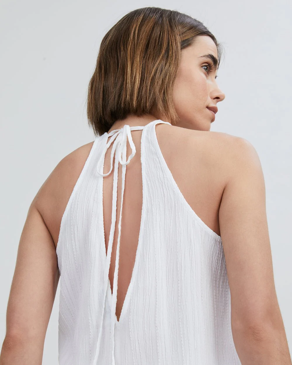 Milly Sleeveless Tie Neck Top | Optic White - Image 5