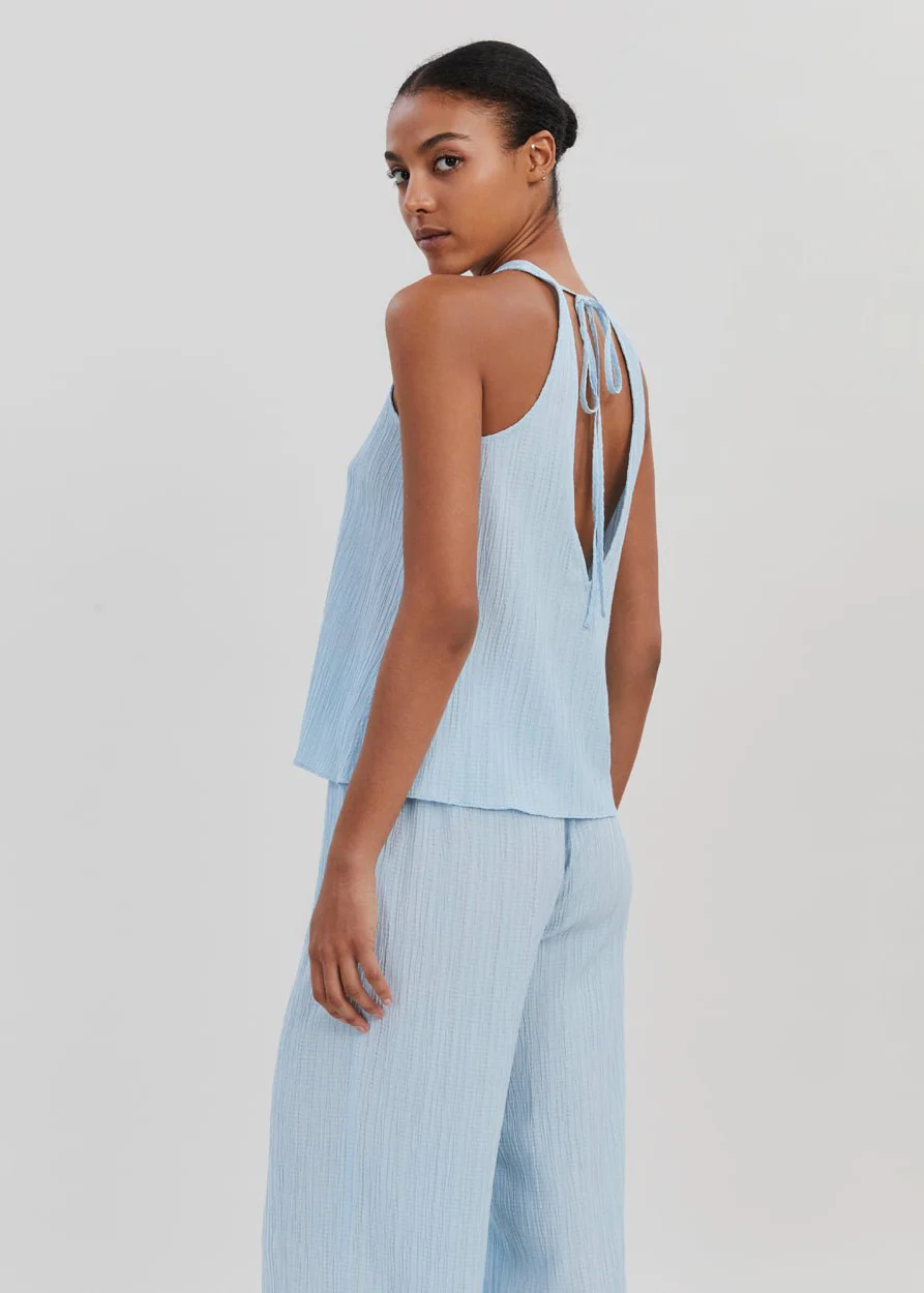 Milly Sleeveless Tie Neck Top | Powder Blue