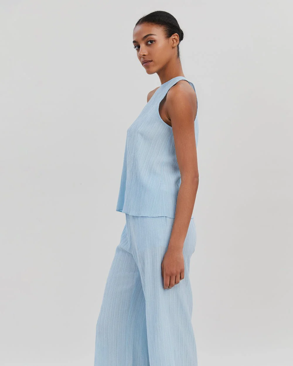 Milly Sleeveless Tie Neck Top | Powder Blue - Image 4