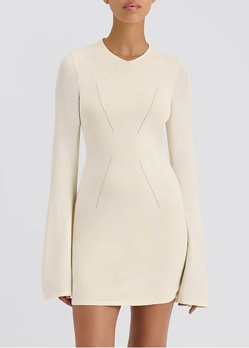 Narcia Knit Openback Mini Dress | Ecru