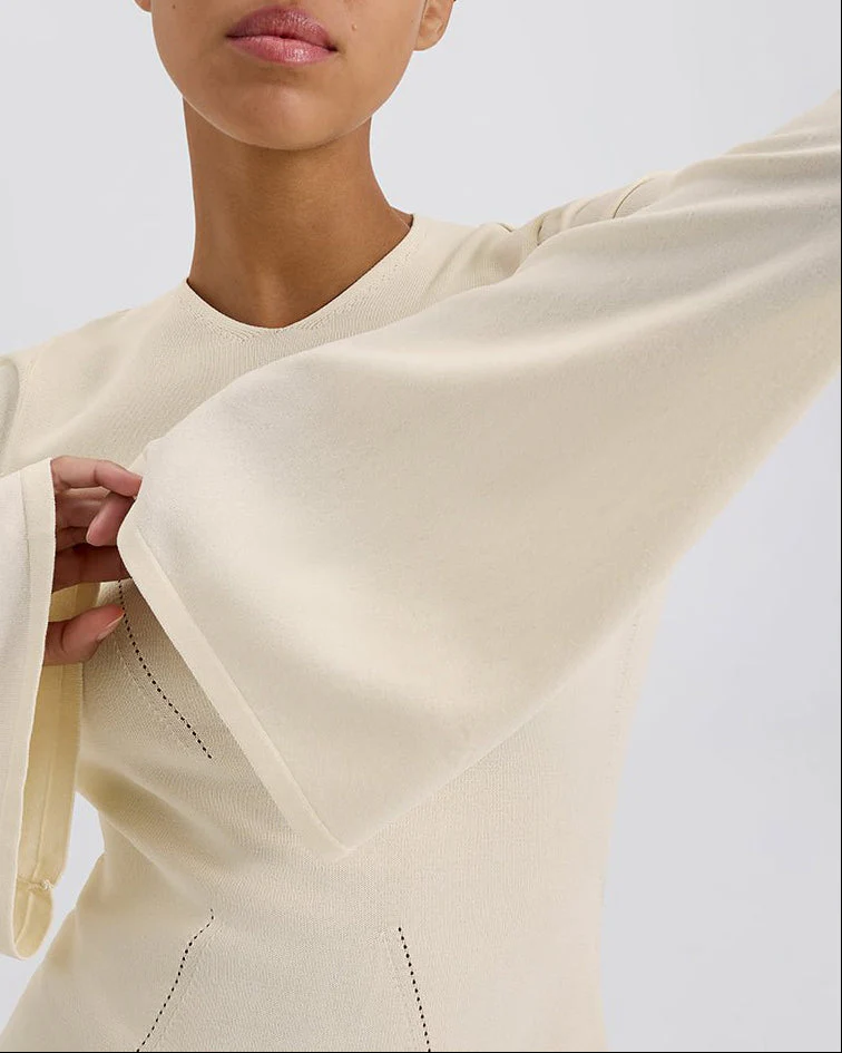 Narcia Knit Openback Mini Dress | Ecru - Image 3