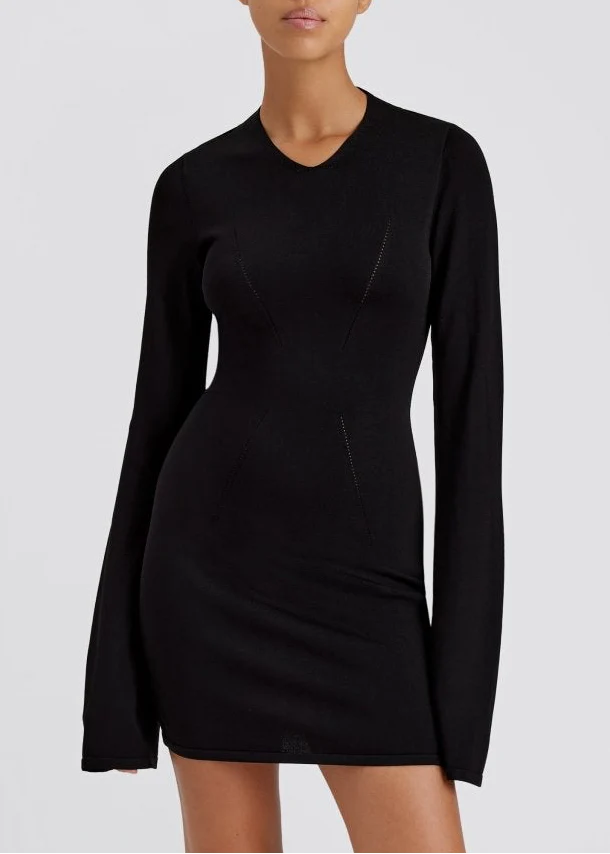 Narcia Knit Openback Mini Dress | Noir