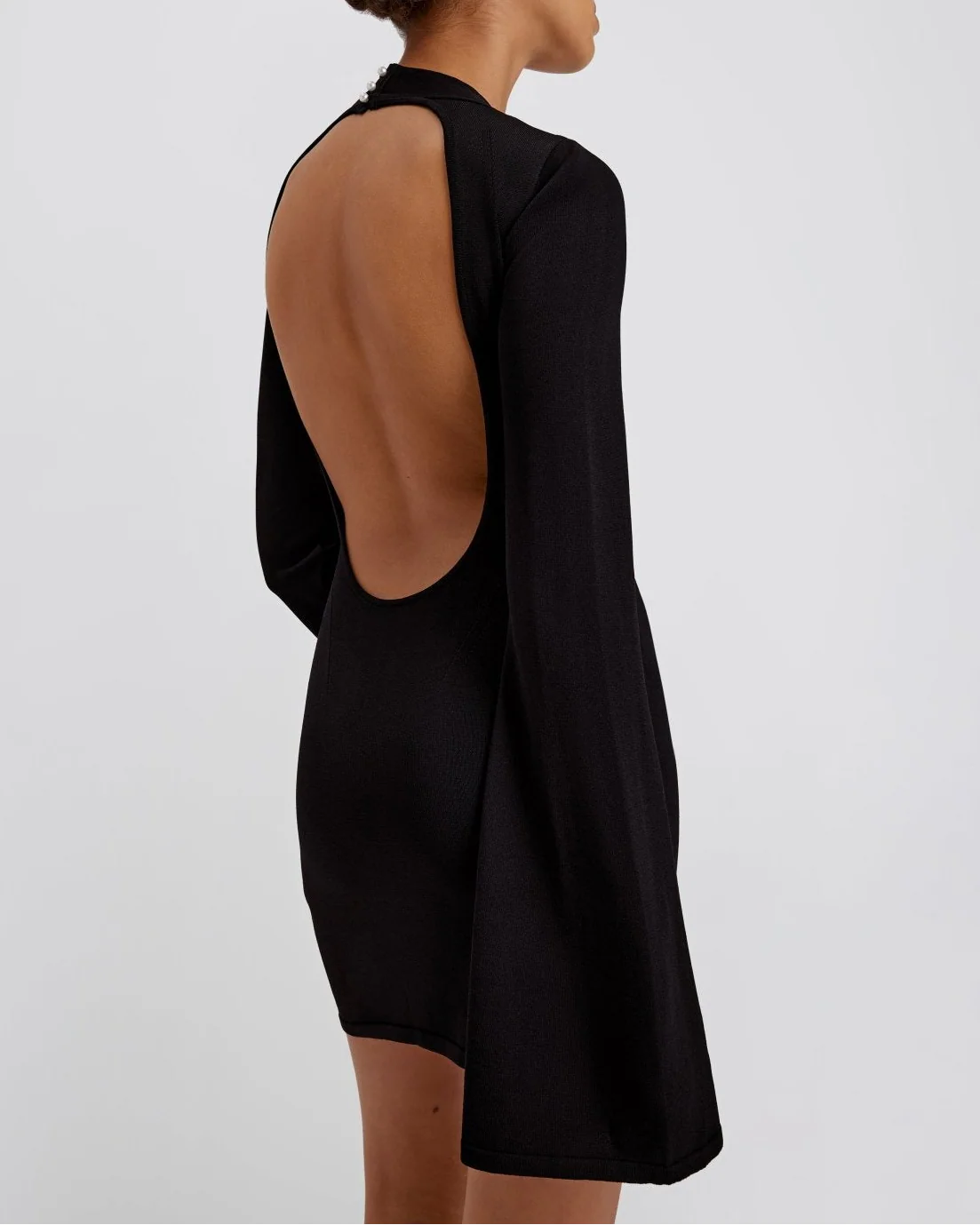 Narcia Knit Openback Mini Dress | Noir - Image 3