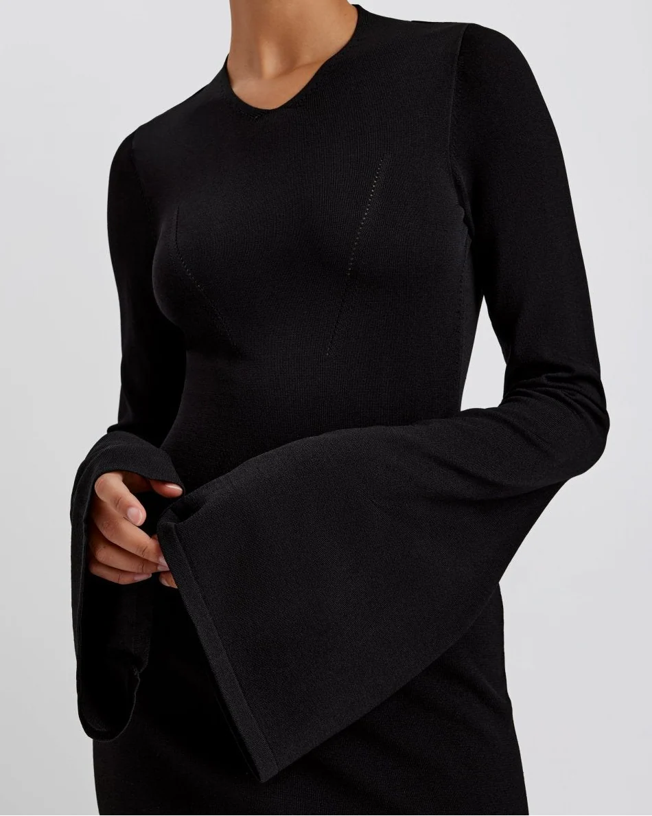 Narcia Knit Openback Mini Dress | Noir - Image 4
