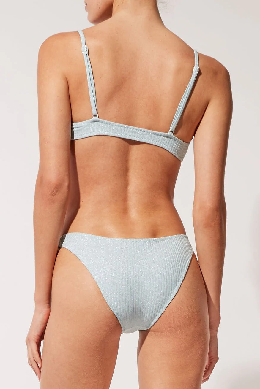 Rachel Ribbed Bikini Top | Powder Blue - Image 2