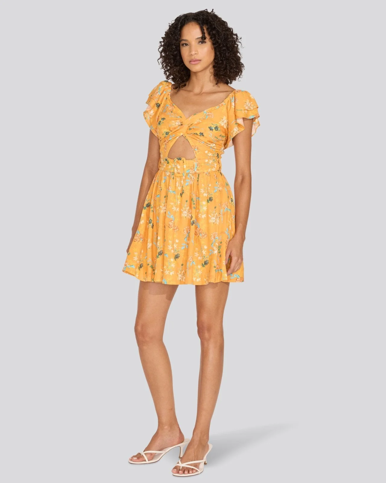 Renata Mini Dress | Tangerine Multi Floral - Image 2