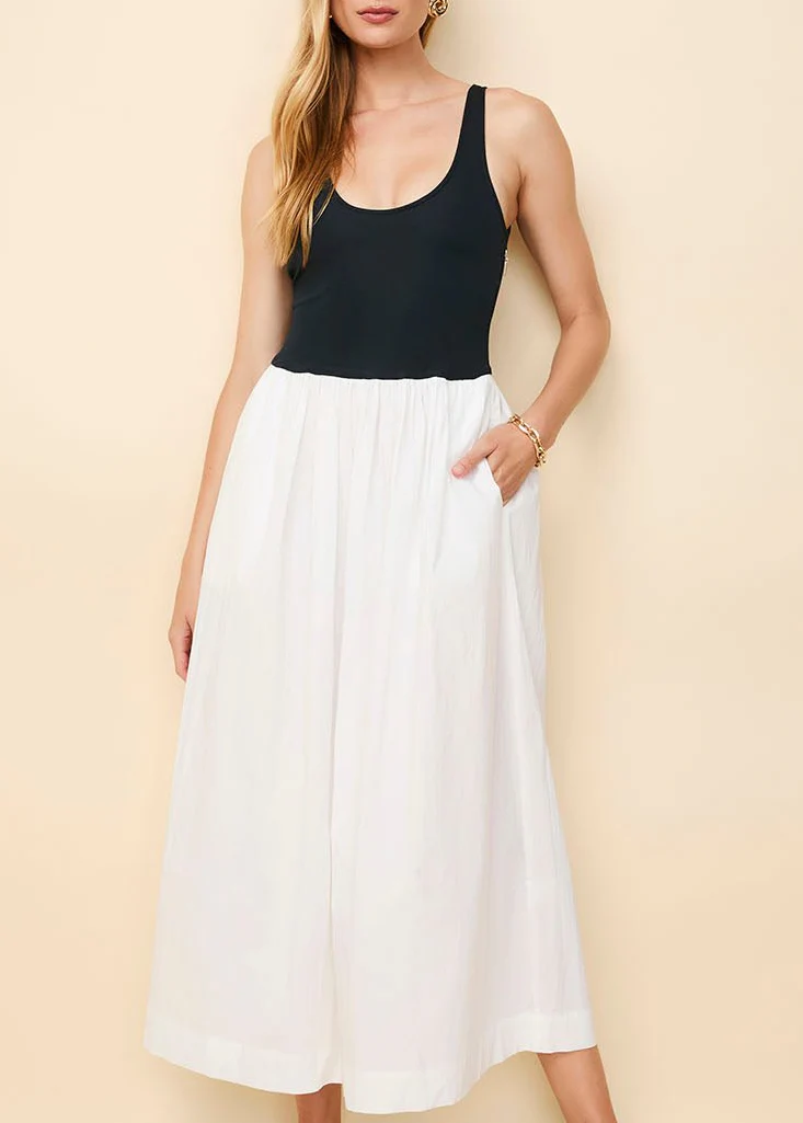 Samantha Scoopback Dress | French Navy / Ecru