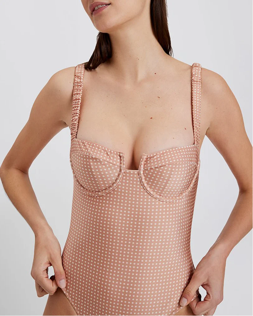 Verona One Piece | Baby Polkadot Taupe - Image 3