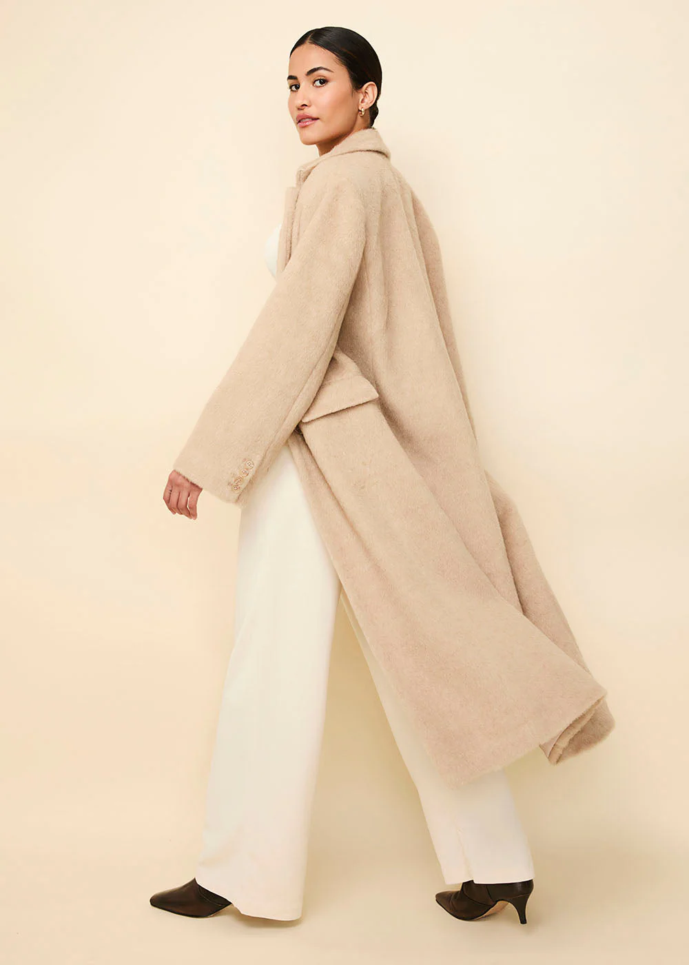 Warren Alpaca Blend Long Coat | Camel - Image 2