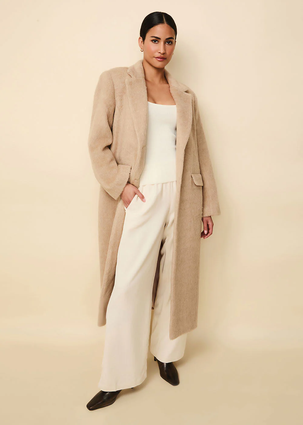 Warren Alpaca Blend Long Coat | Camel - Image 5