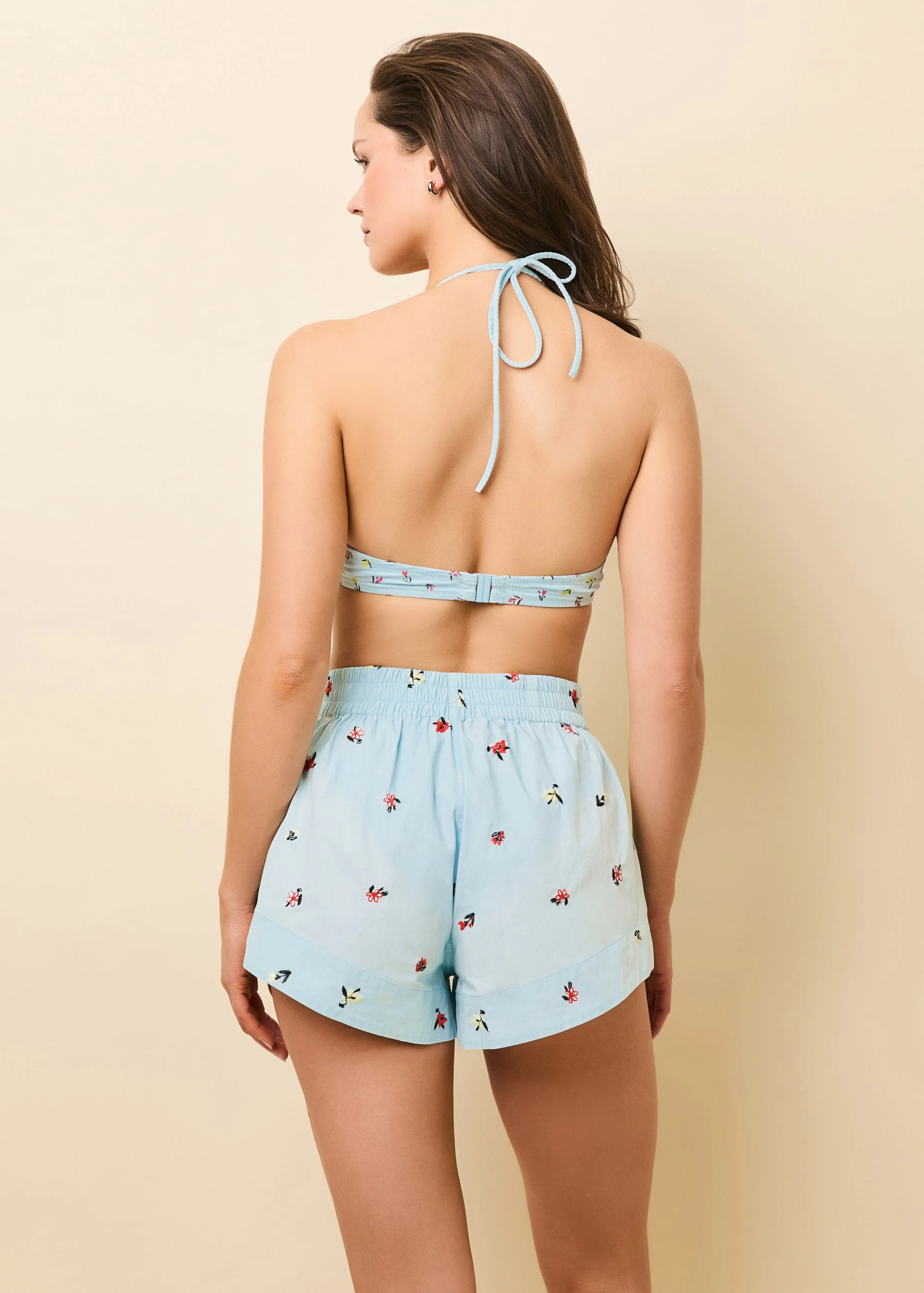 Vicky Short Poplin Embroidered | Sky Ditsy Floral - Image 3