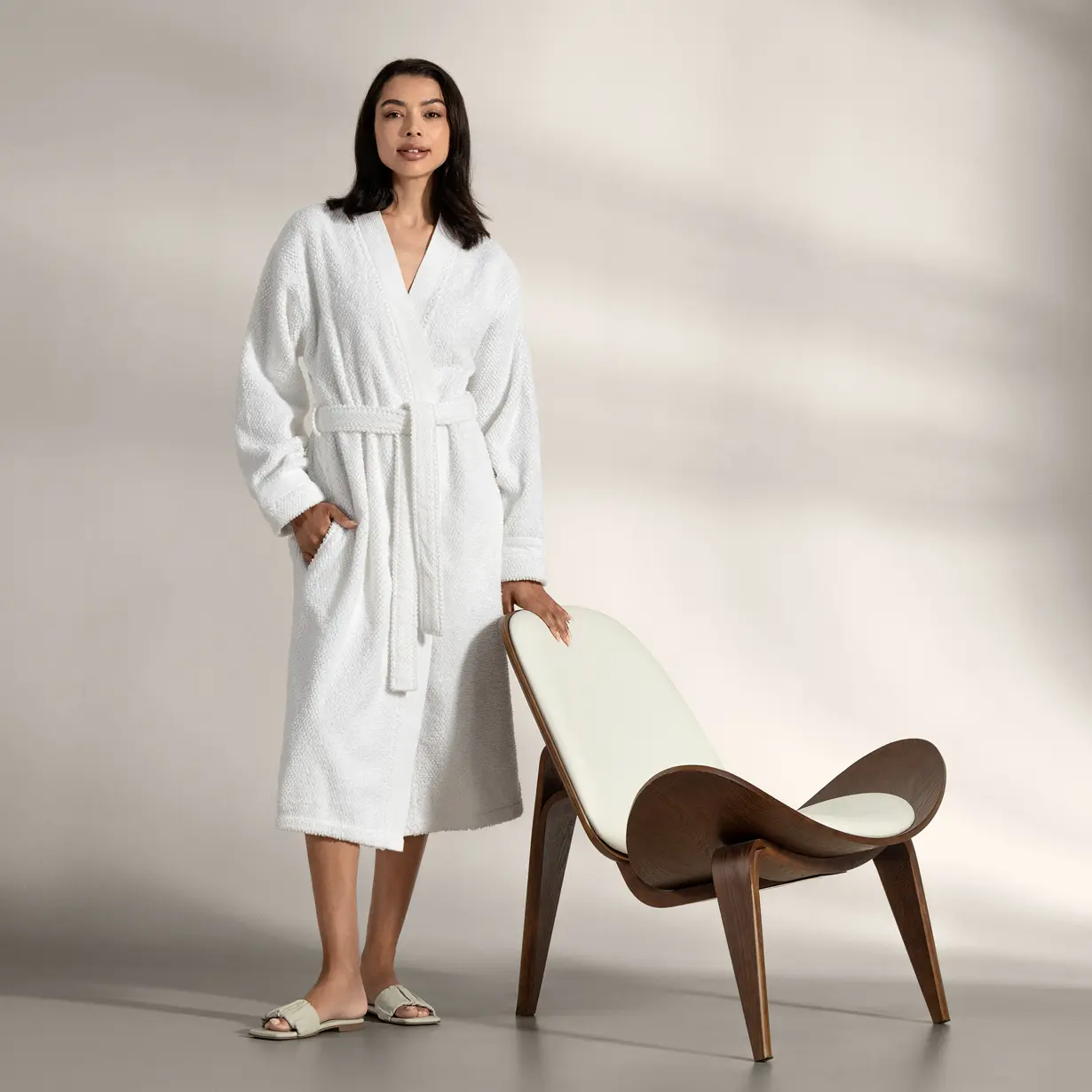 Bathrobe - Miel | White