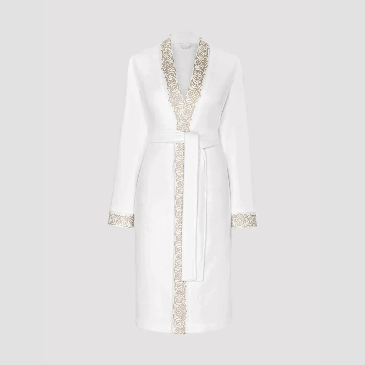 Bathrobe - Olympia | Snow White/Pink Ecru