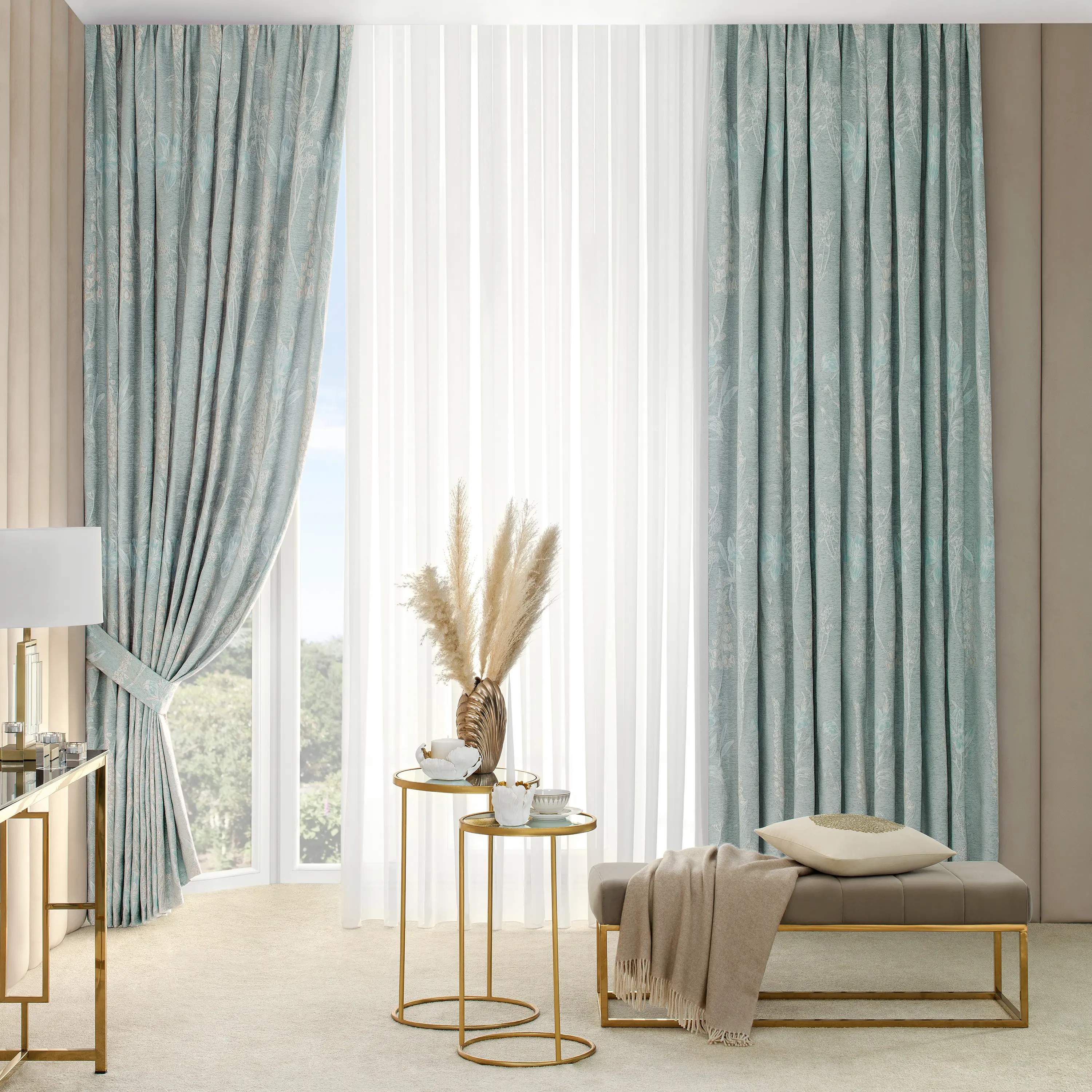 Curtains - Arce | Light Blue | 102" x 108"-2