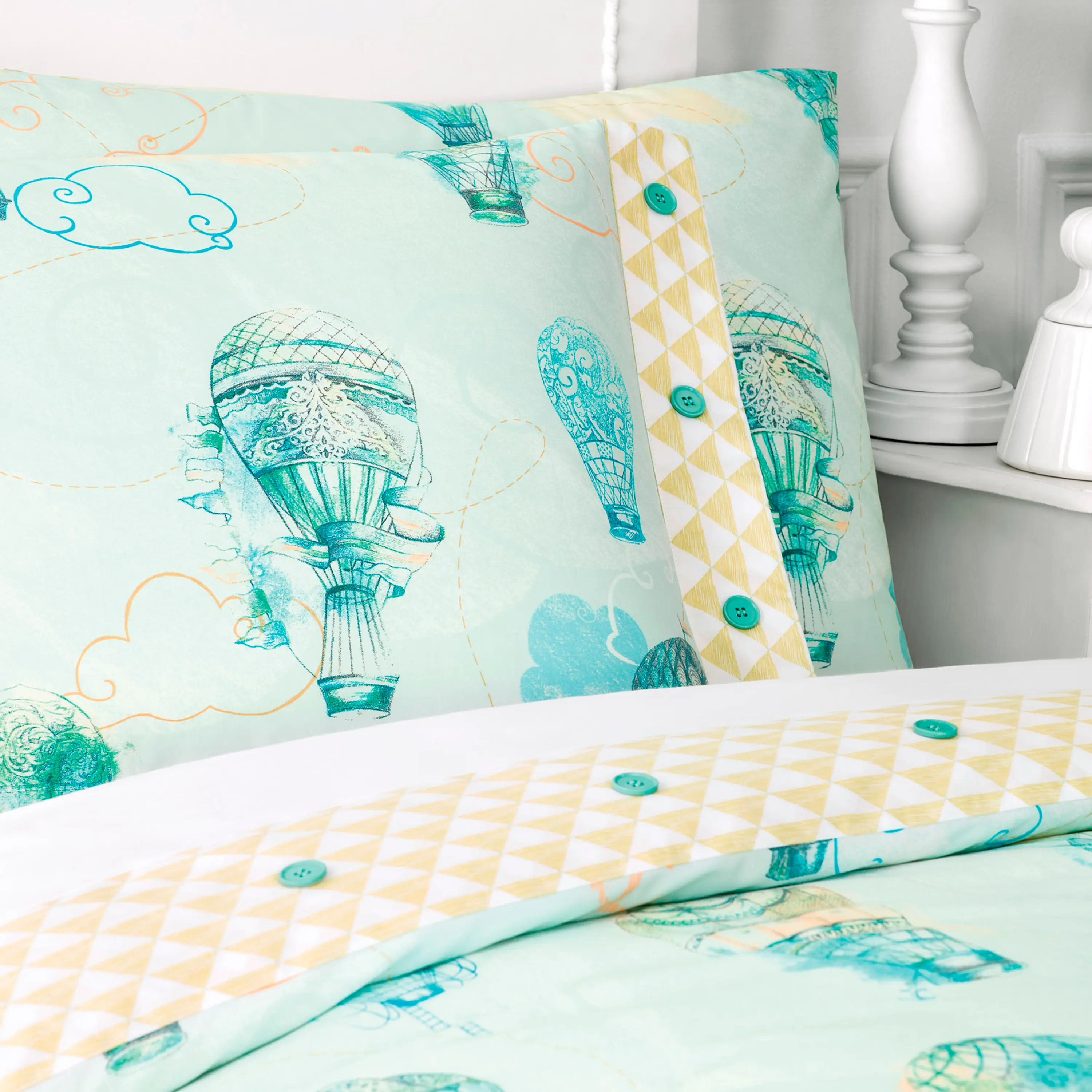 Duvet Сover - Air Baloon Dreams | Turquoise/White | Single - Image 3