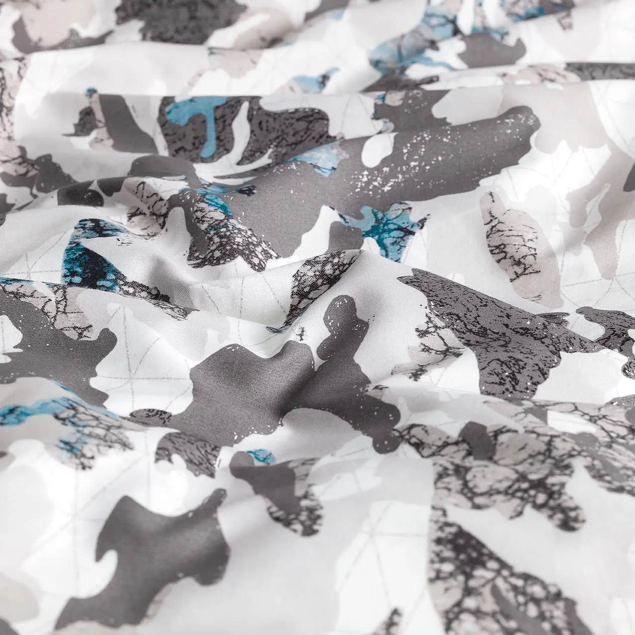 Duvet Cover - Flint | Shades Of Grey/White/Sea Blue | Single - Image 2