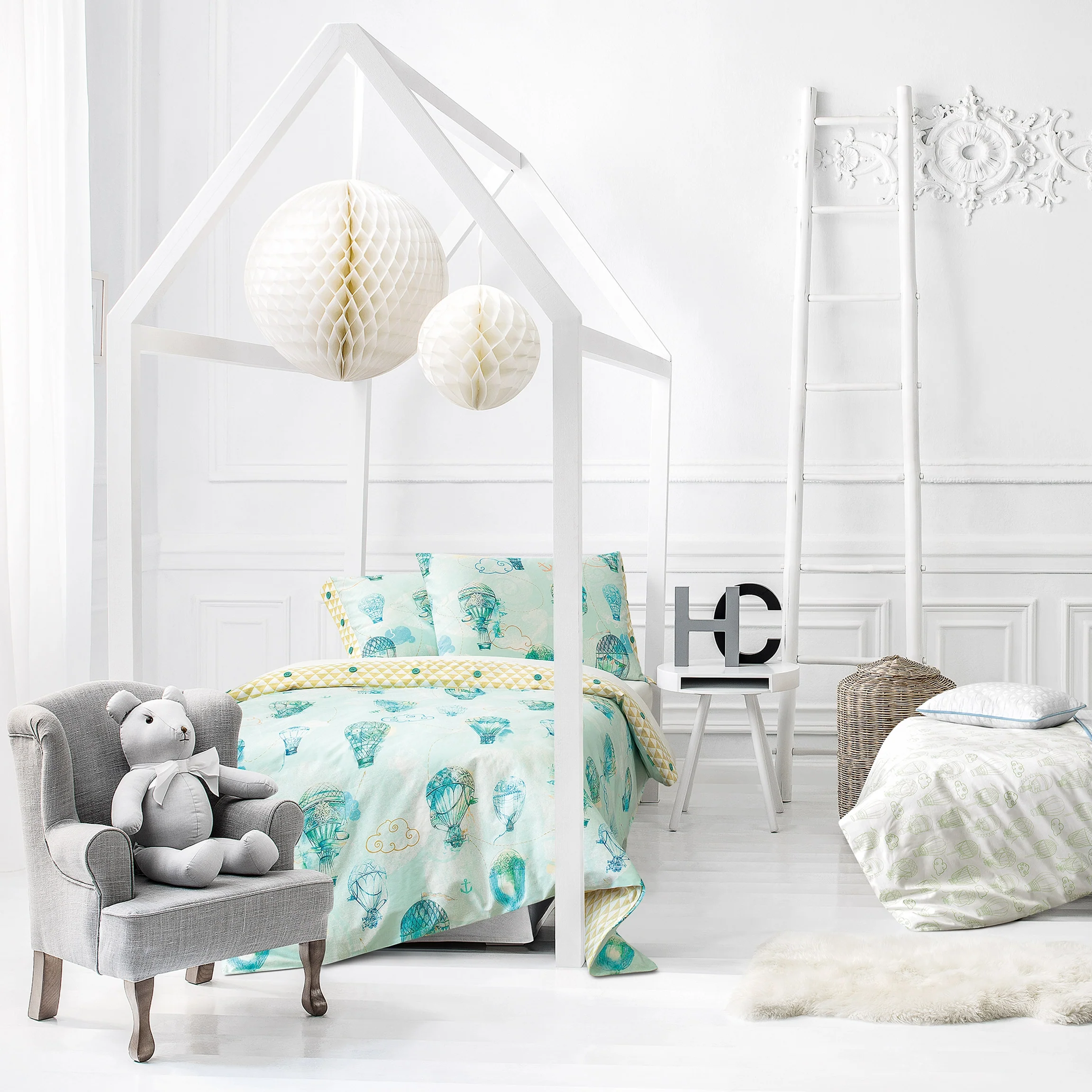 Flat Sheet - Air Baloon Dreams | Turquoise/White | Single - Image 2