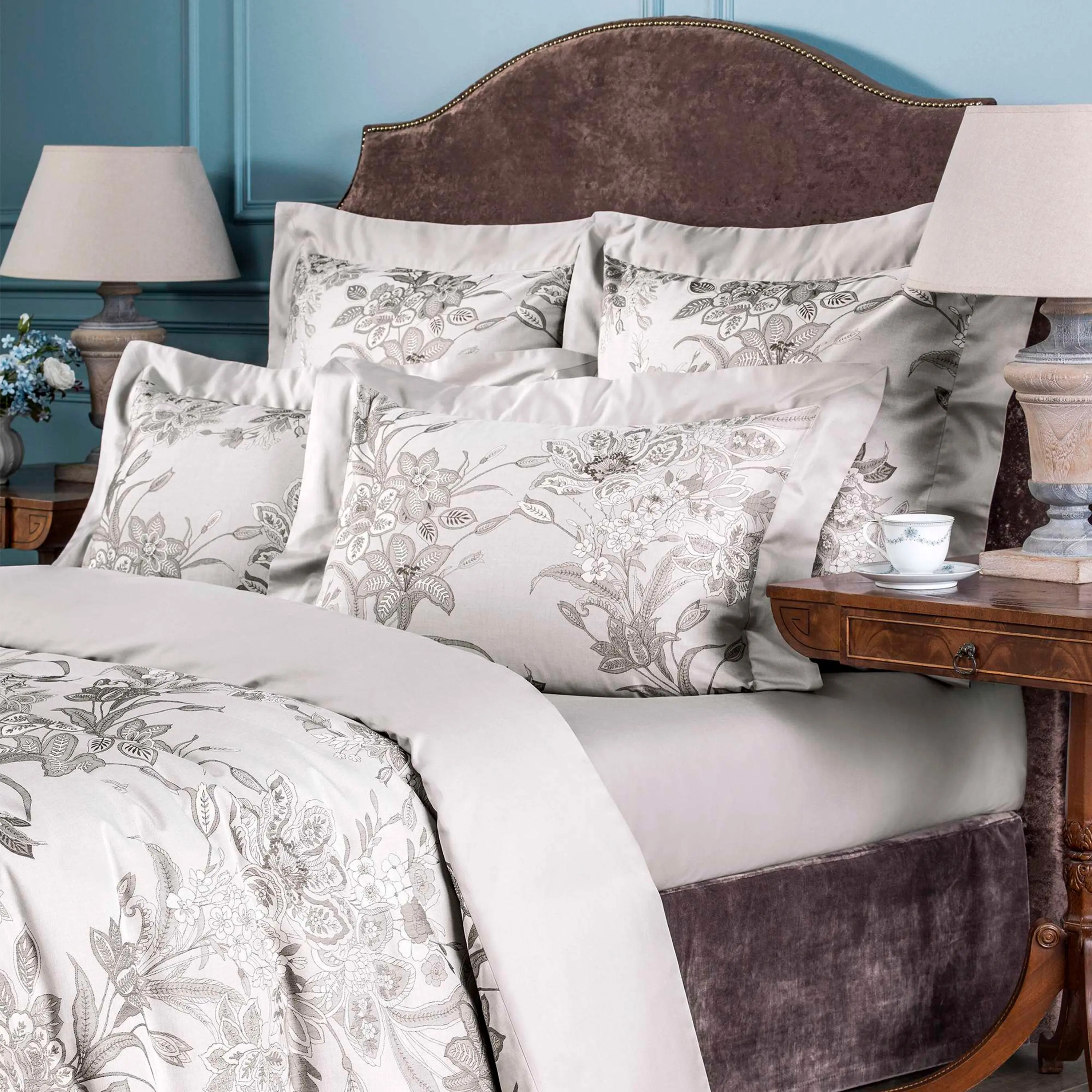 Flat Sheet - Beatrice | Grey | Super King - Image 2