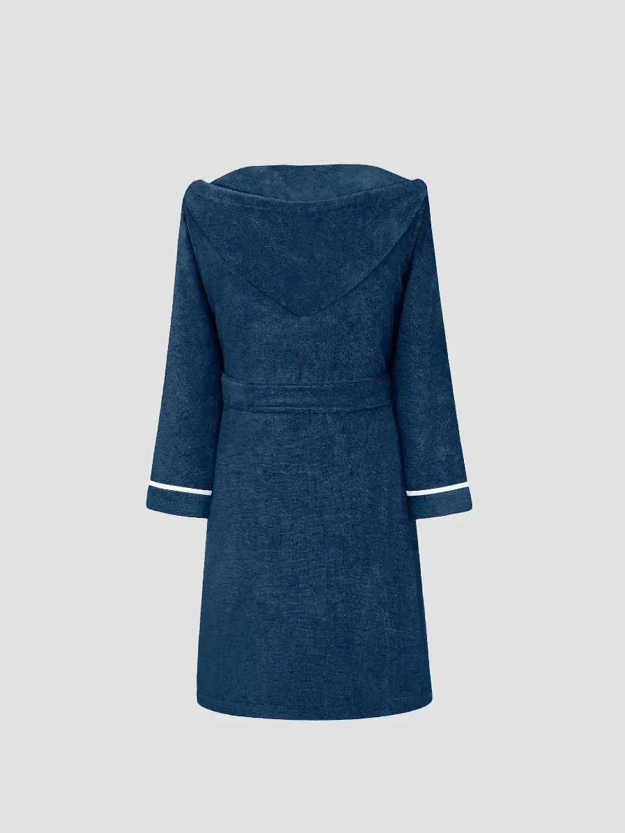 Kid's Bathrobe with Anchor Print - Cruise | Navy Blue - Image 5