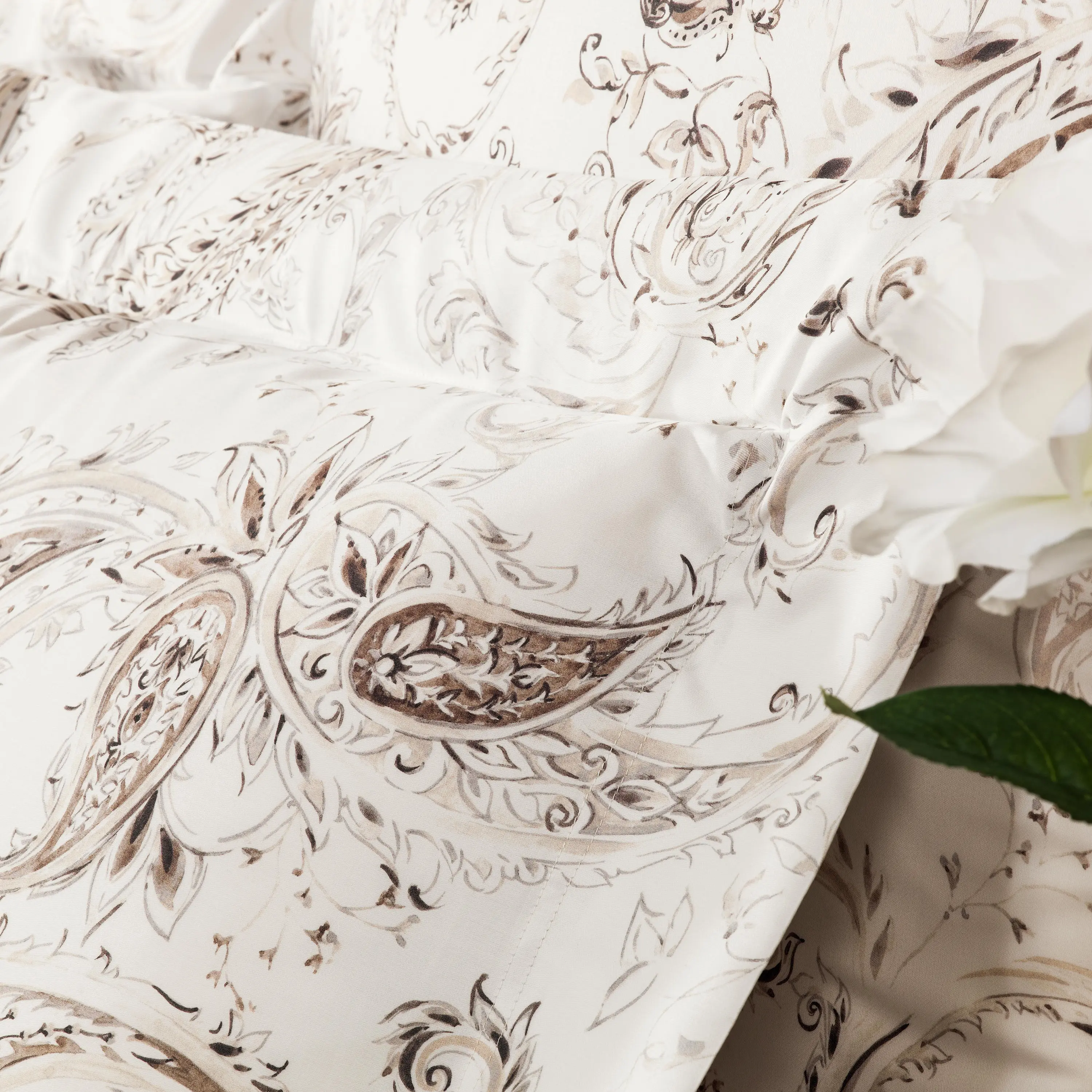 Pillowcase - Bianca | Snow/White/Beige/Brown | Euro - Image 4