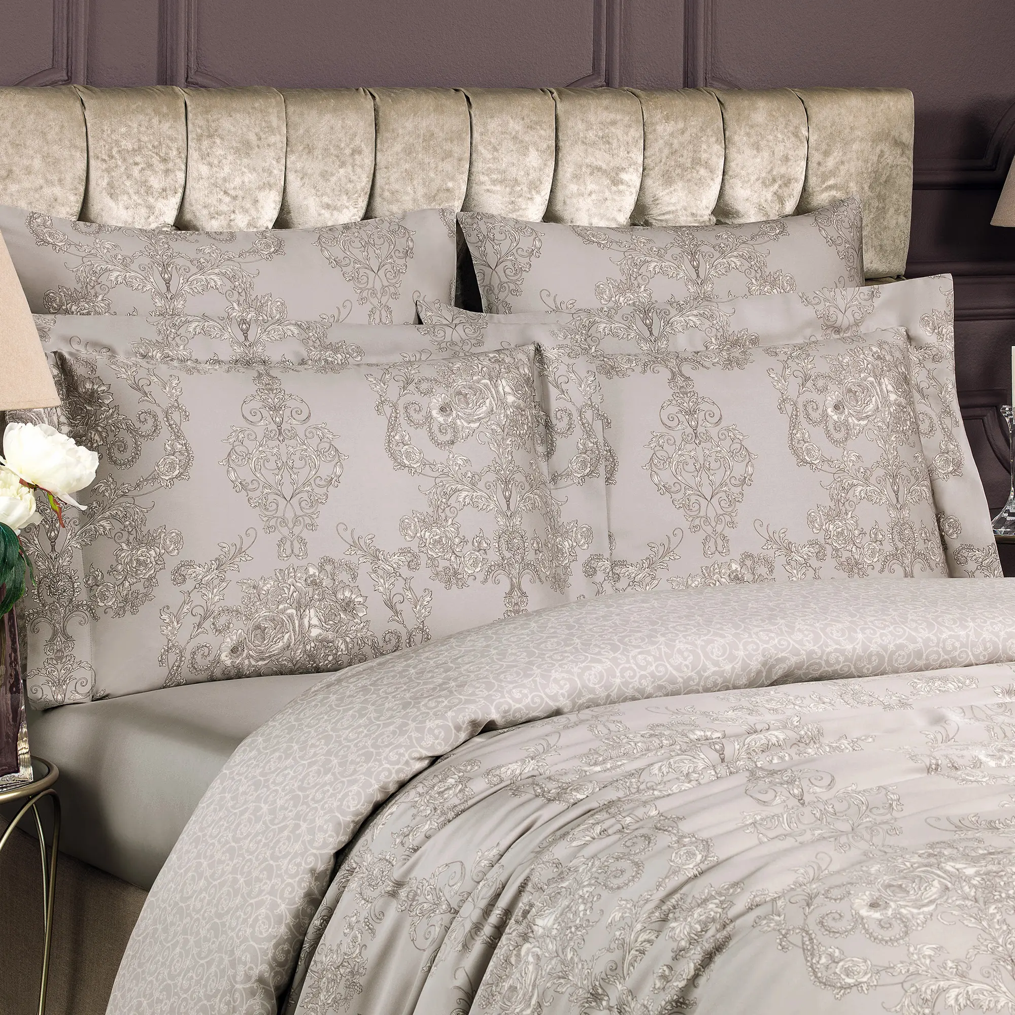 Pillowcase - Chantale | Creamy Ecru/Brown/Pale Coral | Decor - Image 2
