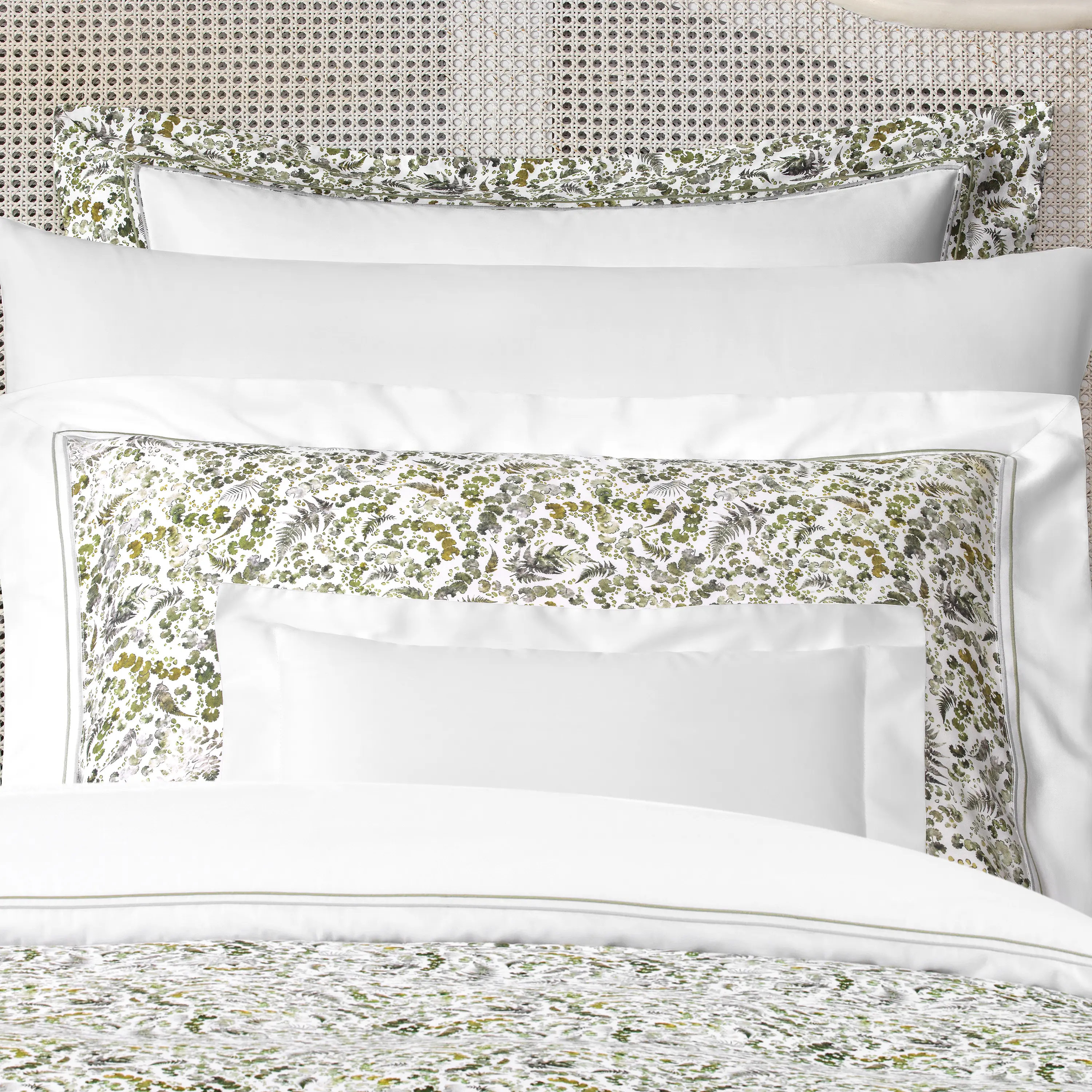 Pillowcase - Lucille | White/Green | Euro