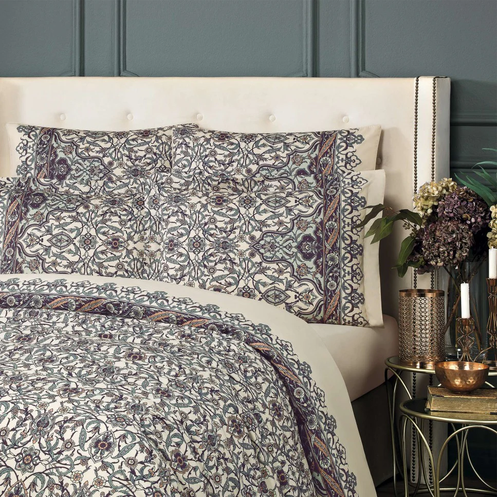 Pillowcase - Samira | Ecru/Emerald Green/Violet | Euro - Image 2