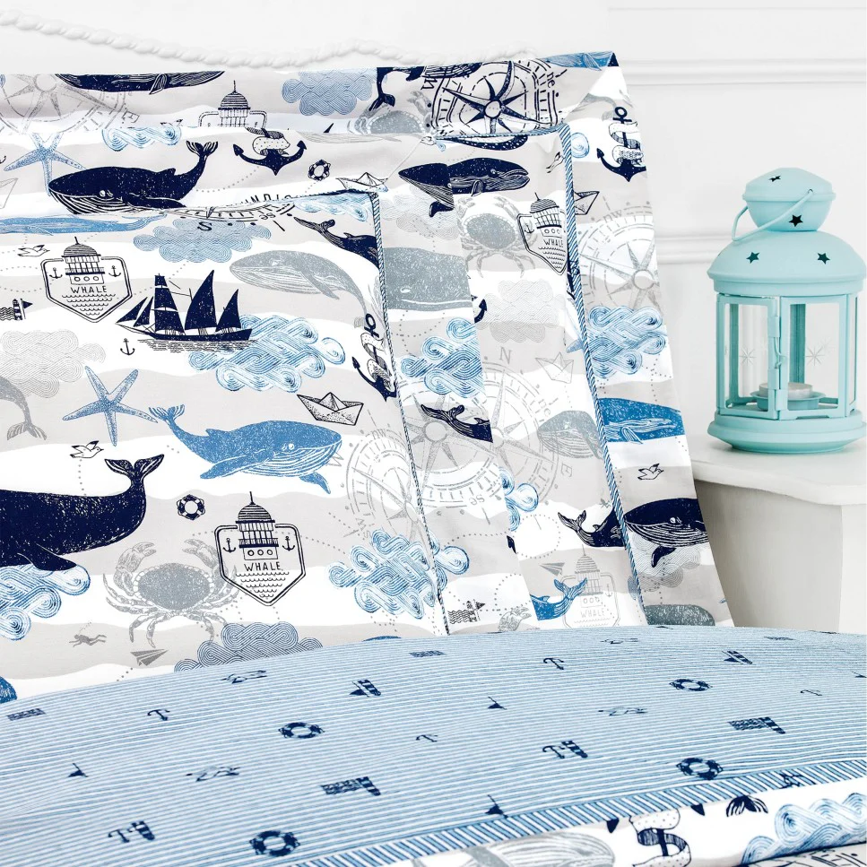 Pillowcase - Sea Adventures | Snow/White/Blue | Standard