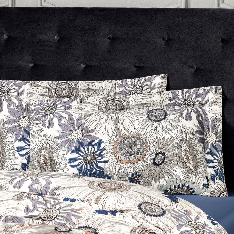 Pillowcase - Stephani | White/Blue/Gray | Euro