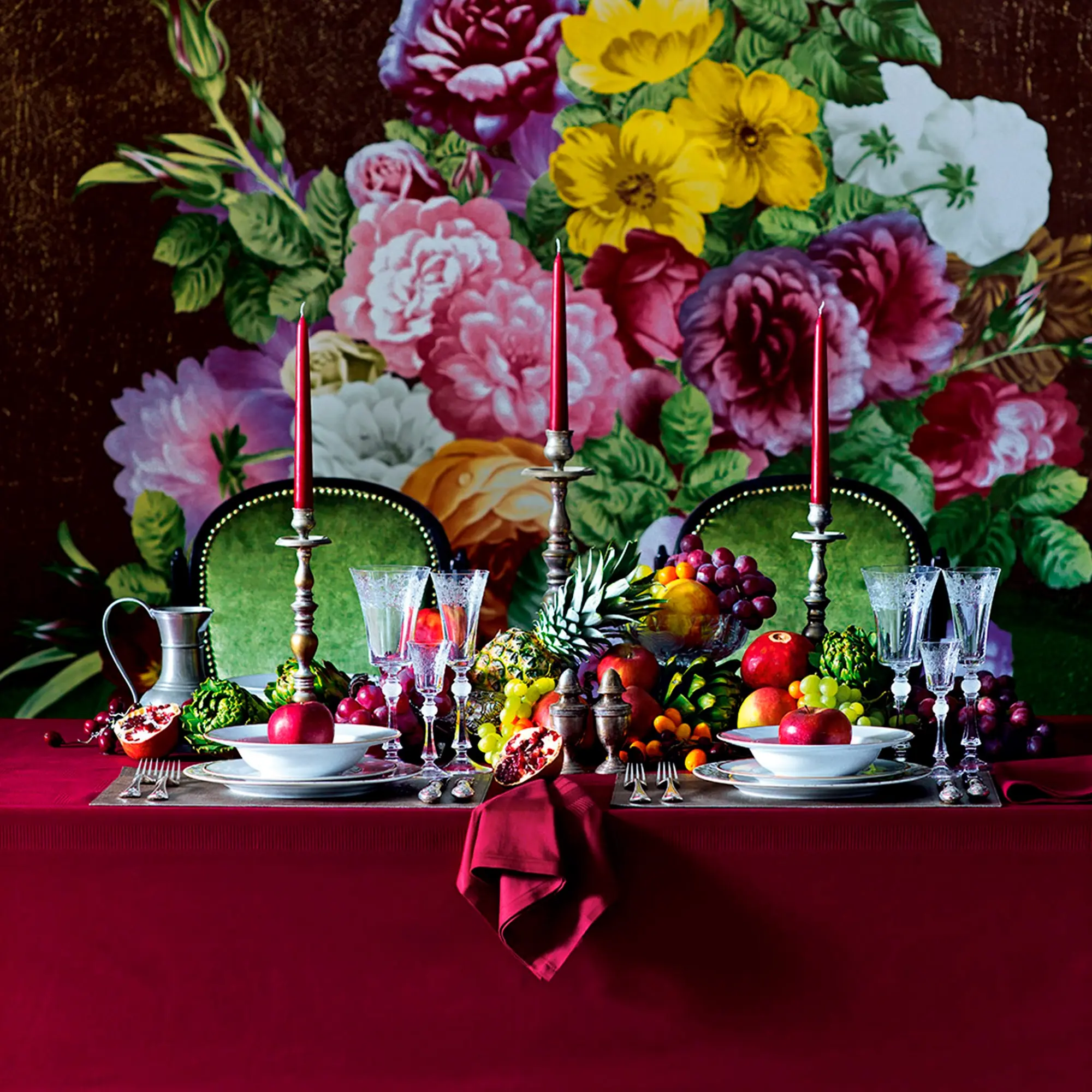 Table Linen And Napkins - Rhapsody | Bordeaux | 68" x 98"/21" x 21" - Image 2
