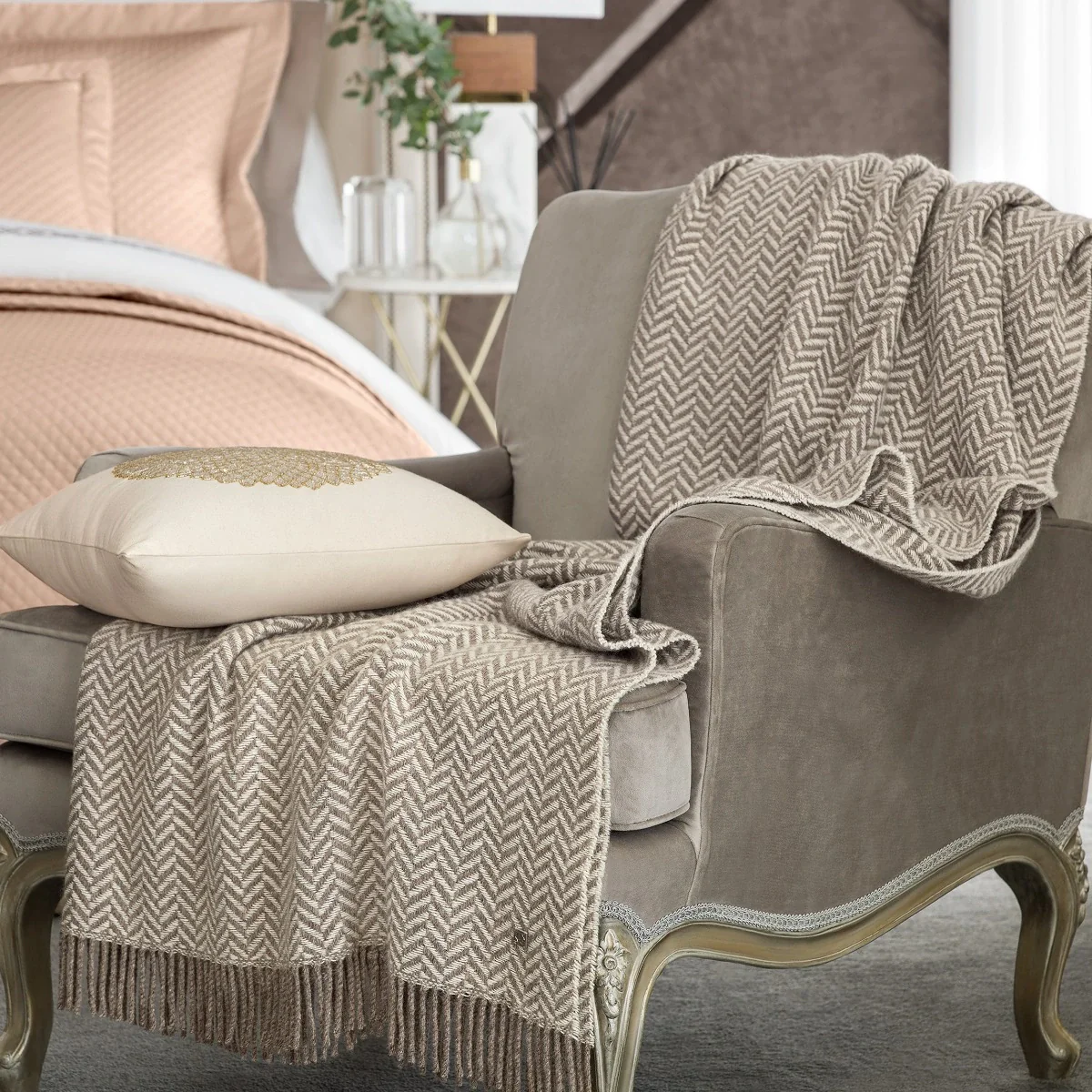 Throw - Fortier | Brown/Ecru | 55" x 79" - Image 5