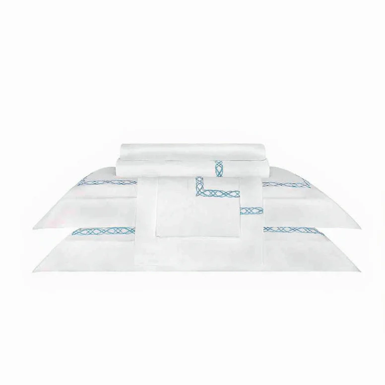 Top Sheet - Mia | White/Blue | Queen