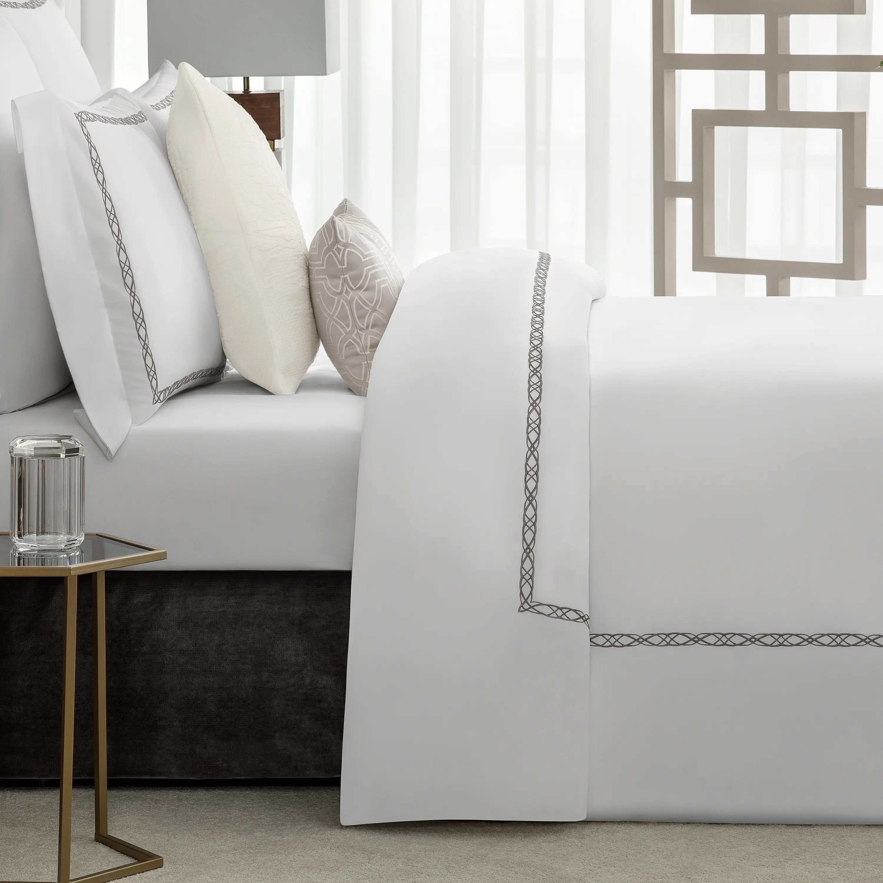 Top Sheet - Mia | White/Brown | King - Image 4